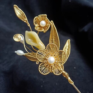 扶苏里原创绕线马蹄莲发簪汉服古风旗袍头饰发簪