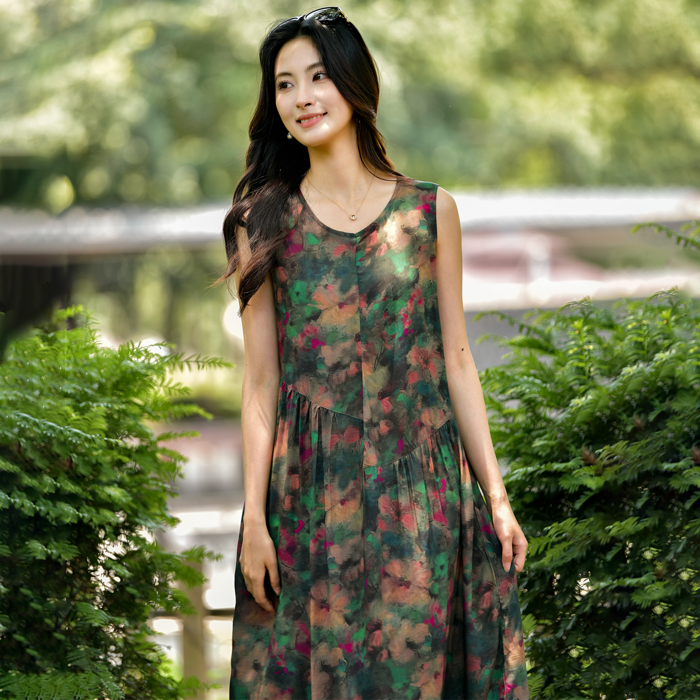 无袖夏季新款棉绸连衣裙