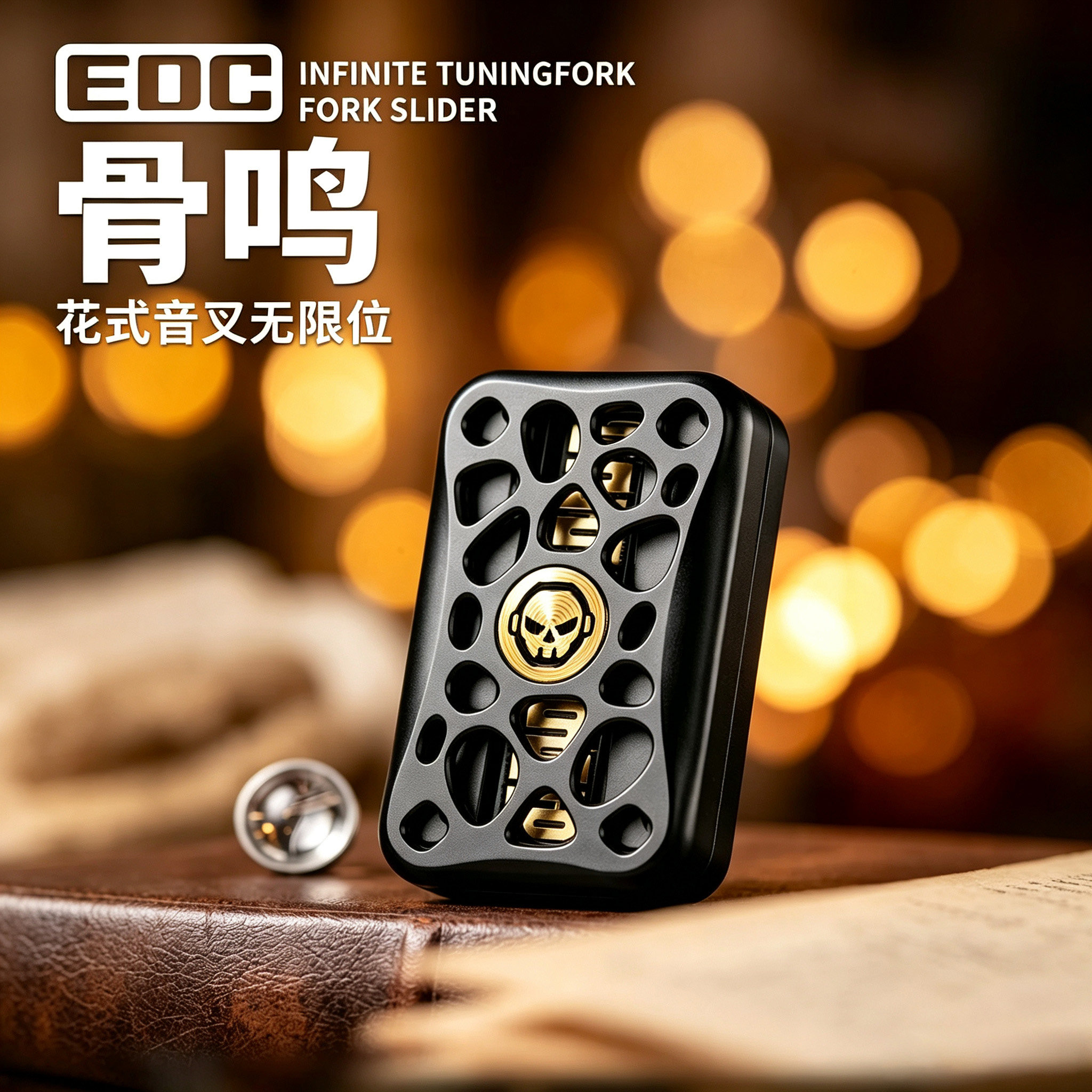edc解压玩具指尖手把件骨鸣音叉无限位推牌叮叮磁力段落减压神器图片