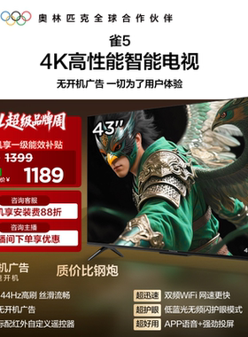 TCL雷鸟电视雀5 43英寸144Hz高刷4K智能液晶平板1级能效电视机55