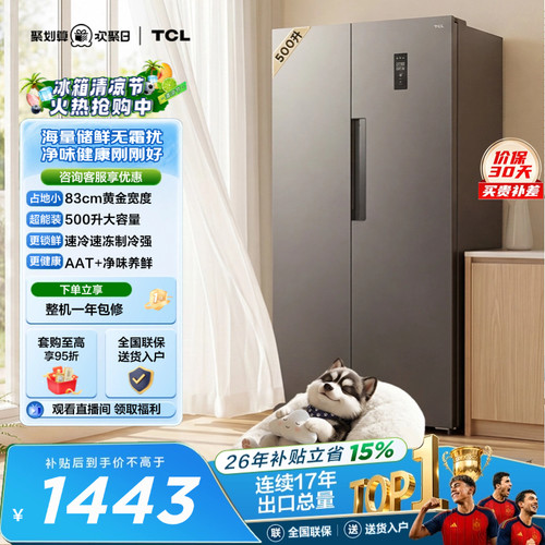 TCL500L大容量速冻净味风冷冰箱