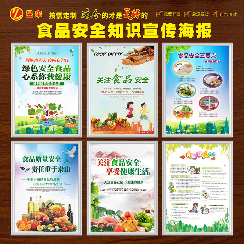 食品安全宣传海报 健康卫生知识墙贴挂图 社区宣传栏宣传贴画展板