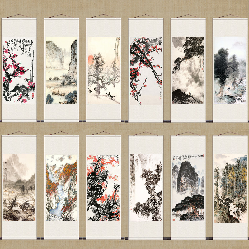 名家字画红梅报春林泉春晓国画山水花鸟画客厅装饰玄关挂画关山月