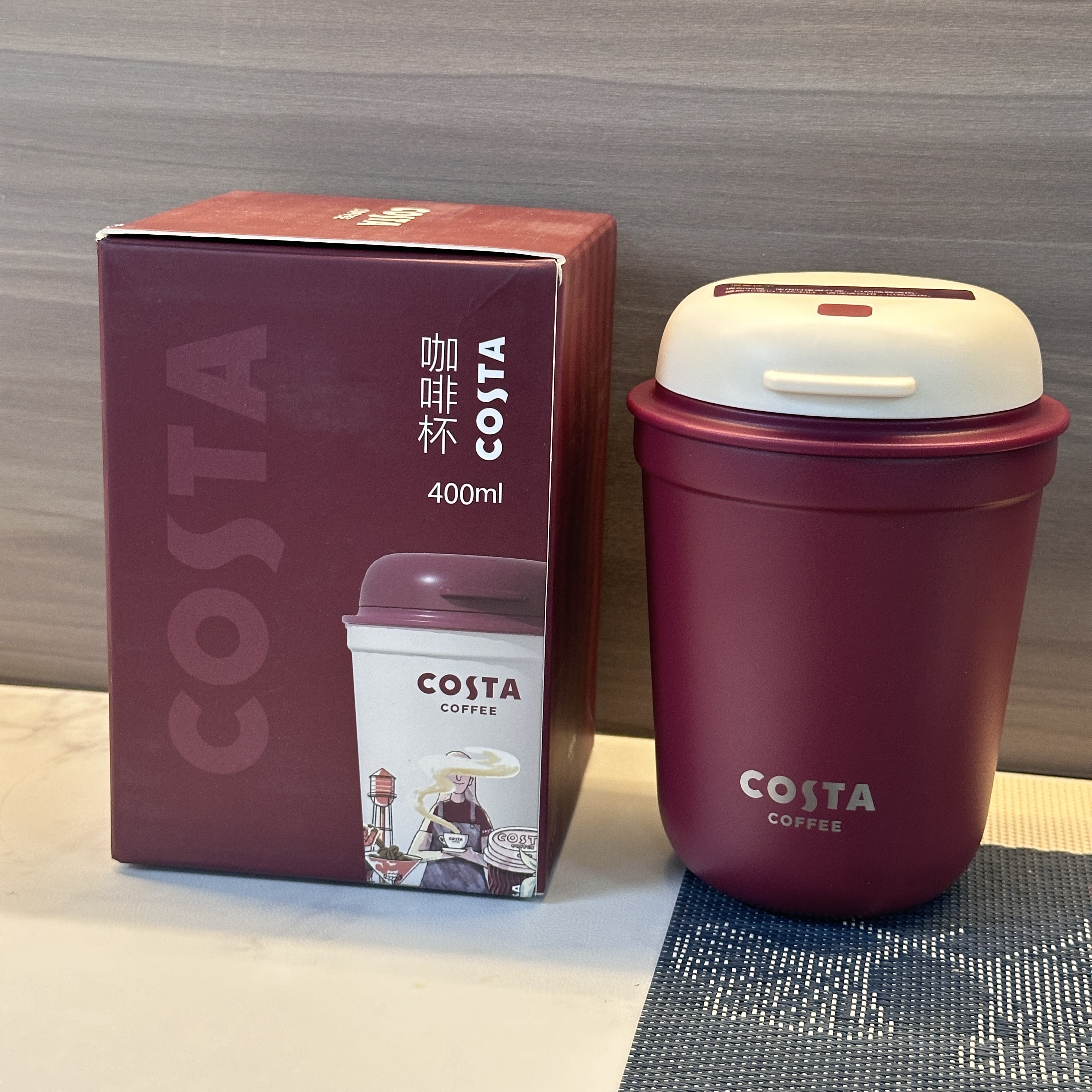 COSTA幸运红咖啡杯宝石红保温杯随行400ml容量316不锈钢便携绝版