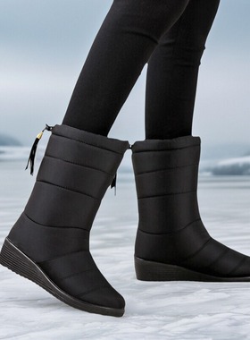 大码冬东北中筒雪地靴防水加绒靴子加厚保暖棉鞋防滑中年妈妈女靴