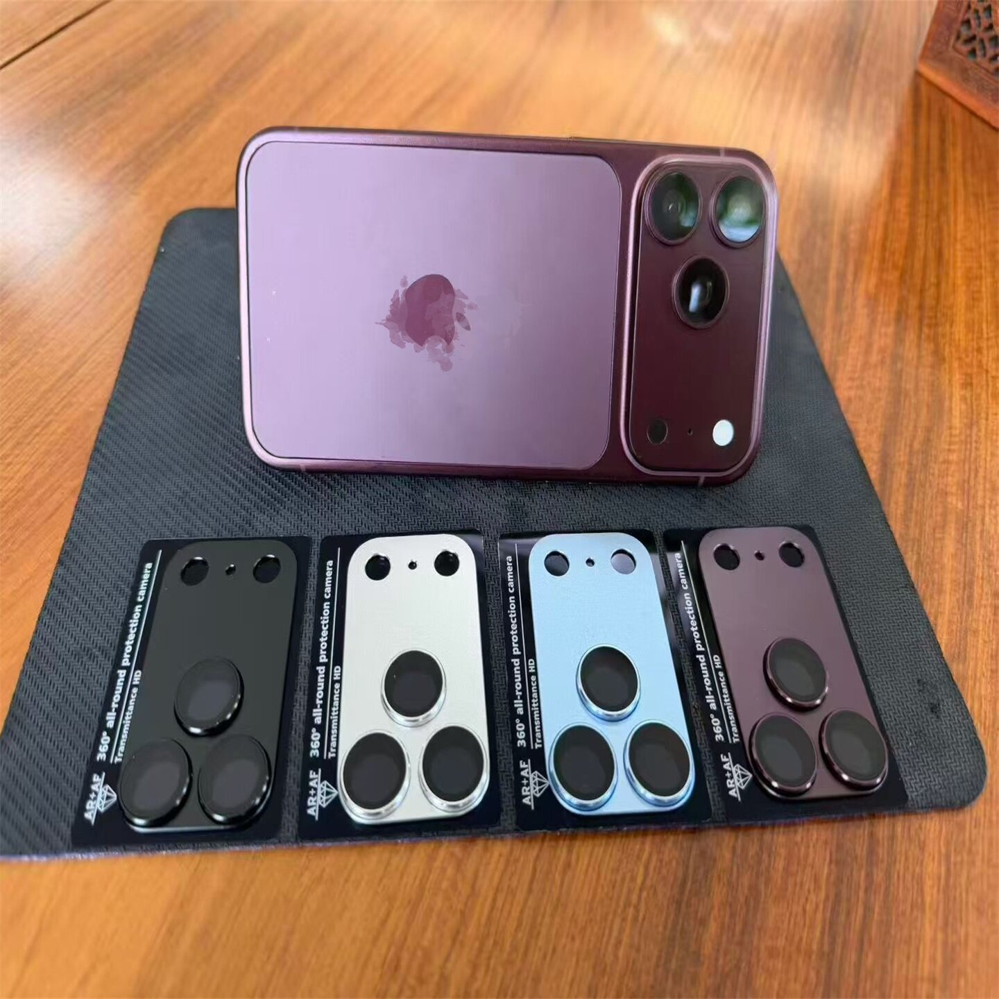 适用苹果17/18promax镜片全包底座保护膜黑银蓝镜头防爆膜iPhone18pro酒红色原机色摄像头金属贴膜钢化膜彩膜
