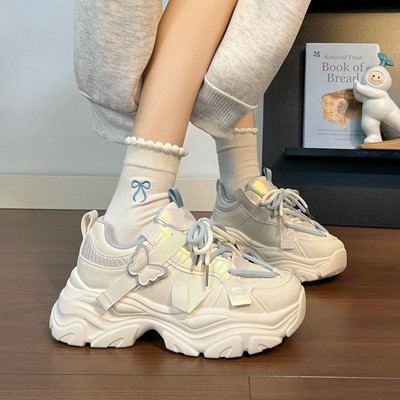 女童防滑耐磨增高跑步鞋2026春秋爆款韩版简约舒适运动鞋老爹潮鞋