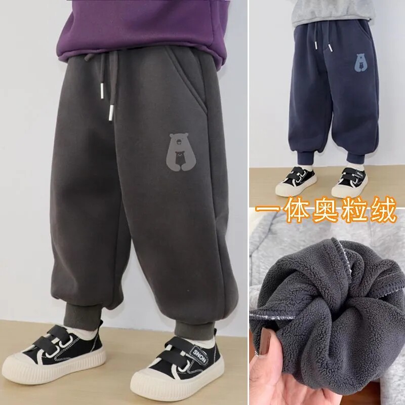 童装男童2025新款加绒加厚运裤子