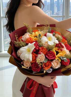 情人节新年春节香皂生日礼物花束成品假花浪漫送媳妇同事男女朋友