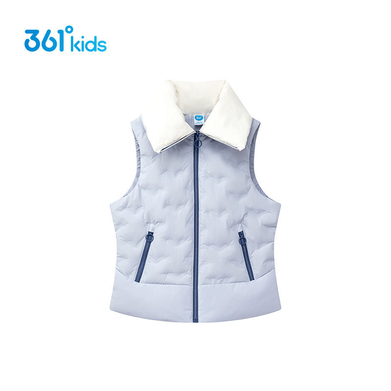 361度女童轻薄羽绒马甲2025冬季新款中大童儿童休闲翻领外套