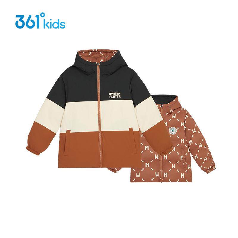 361度男童两面穿羽绒服2025冬季新款中大童儿童时尚保暖羽绒外套