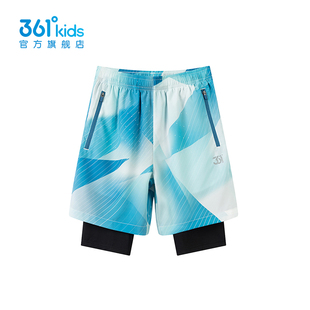 【商场同款】361童装男童速干短裤夏季新款儿童假两件裤子运动裤