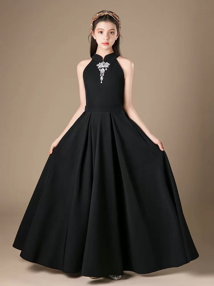 黑色晚礼服女2026新款法式高级感成人钢琴表演大提琴独奏演出毕业