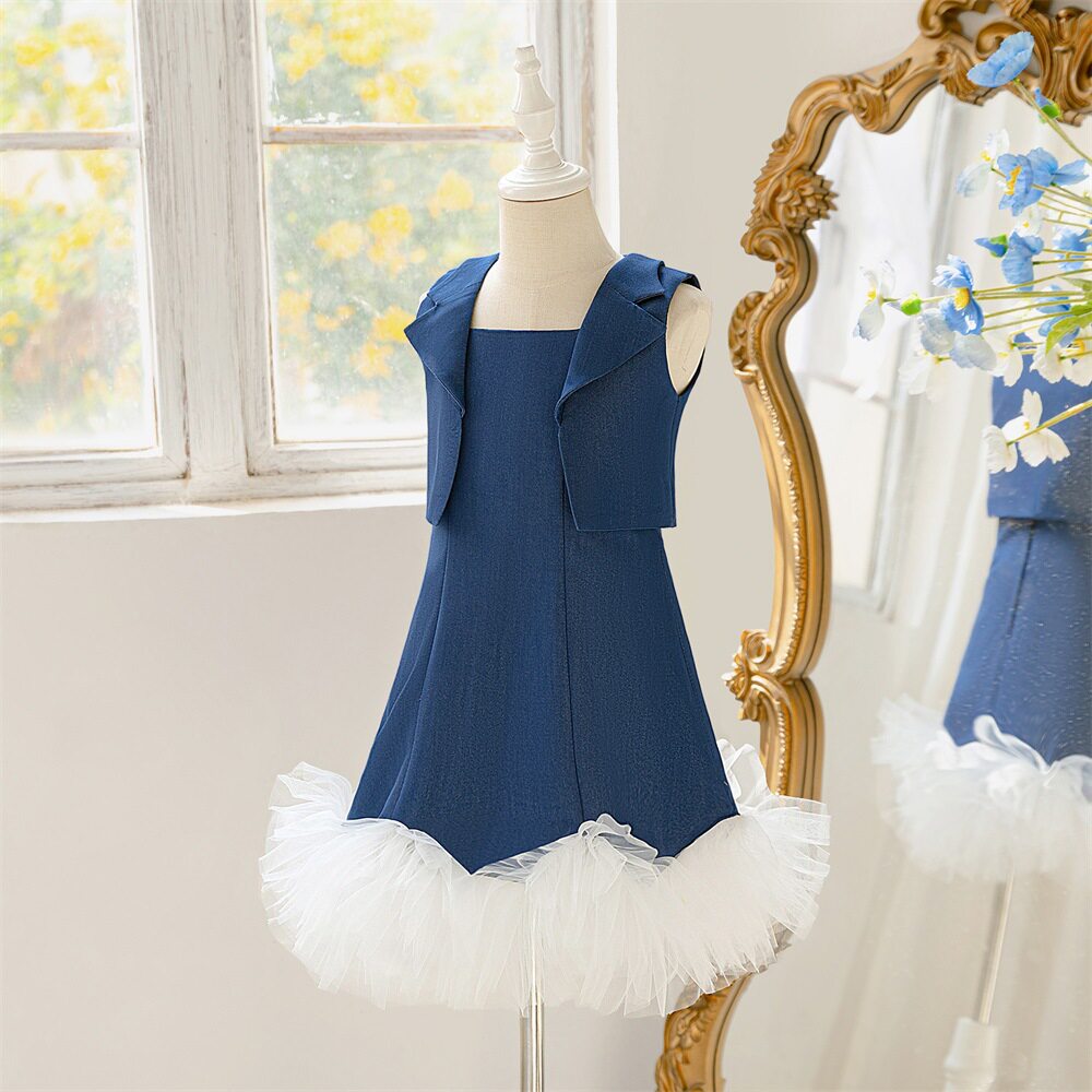 新款女童礼服鱼尾裙儿童吊带无袖外套两件套礼服小女孩生日走秀裙