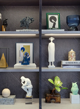 简约风相框仿真花组合酒柜摆件