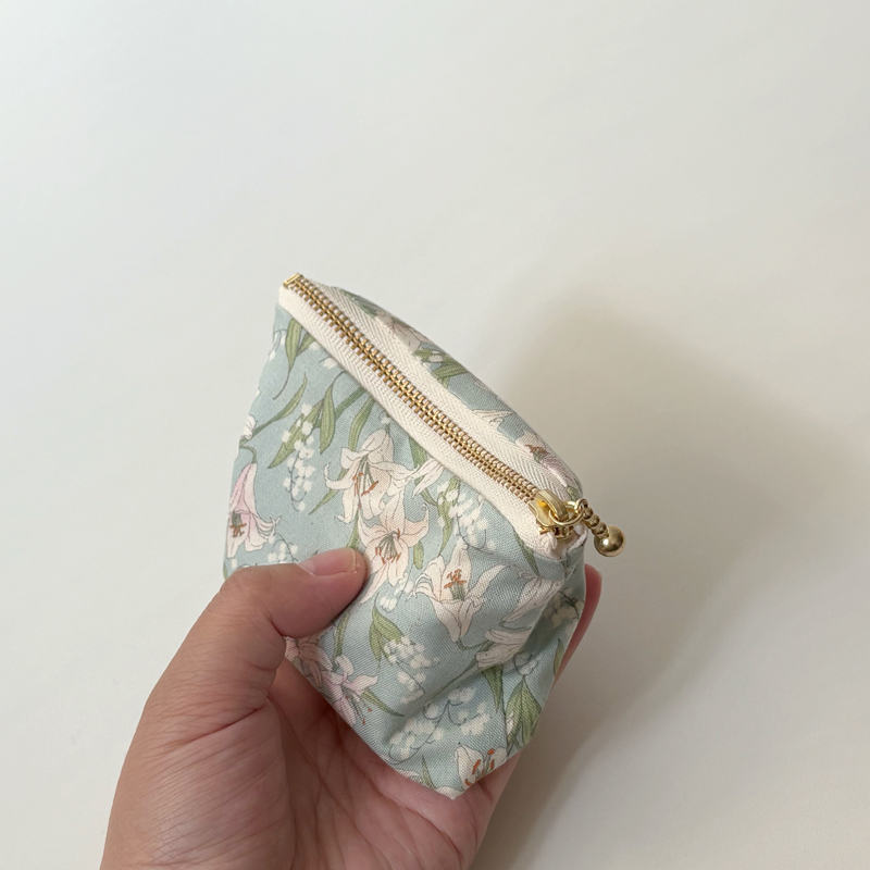手作纯棉印花清新碎花小布袋耳机口红卡包收纳零钱小钱包女士小巧