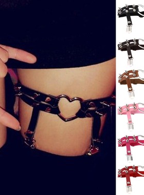 欧美朋克皮质大腿绑带夹吊带袜