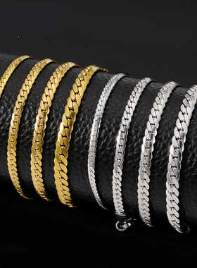 时尚钛钢加密NK光面手链男女