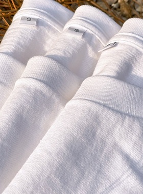 纯棉短袖t恤女宽松白色2025夏装正肩体桖磨毛小个子高级感上衣服