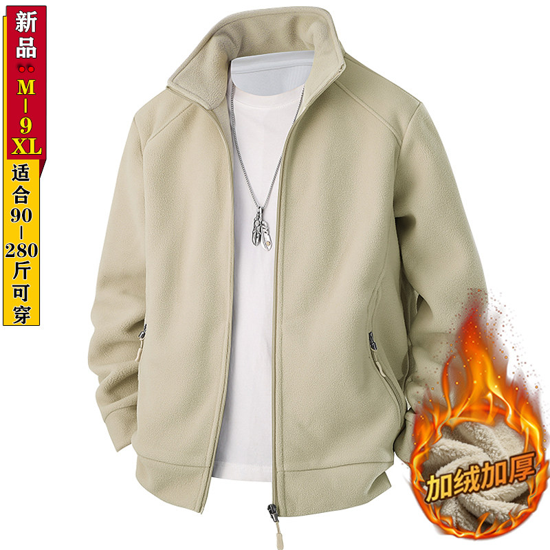 秋冬季摇粒绒外套男士25新款立领休闲抓绒衣夹克加绒加厚保暖卫衣