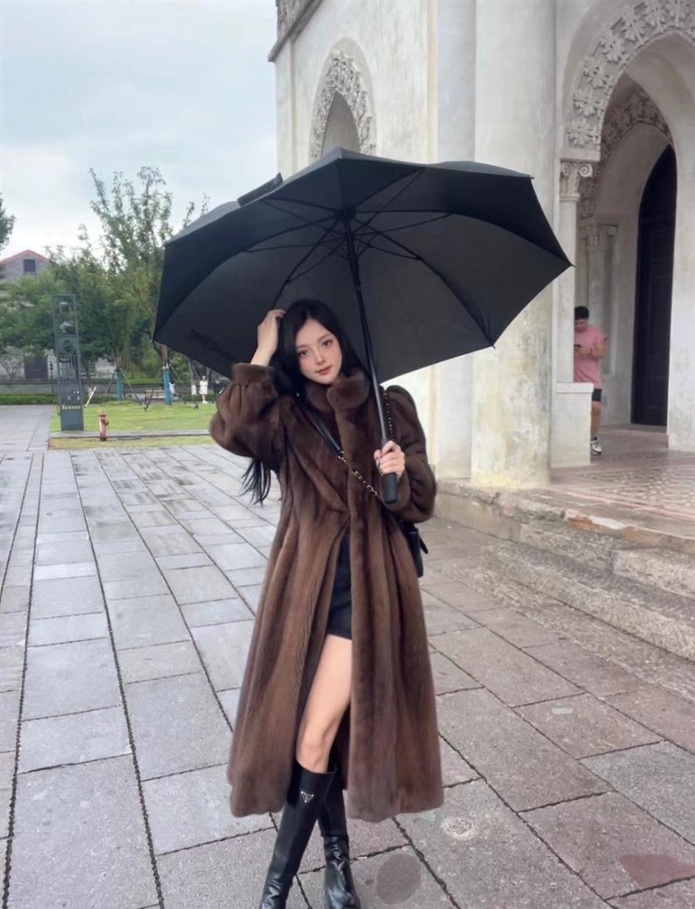 中古环保水貂长款时尚皮草外套