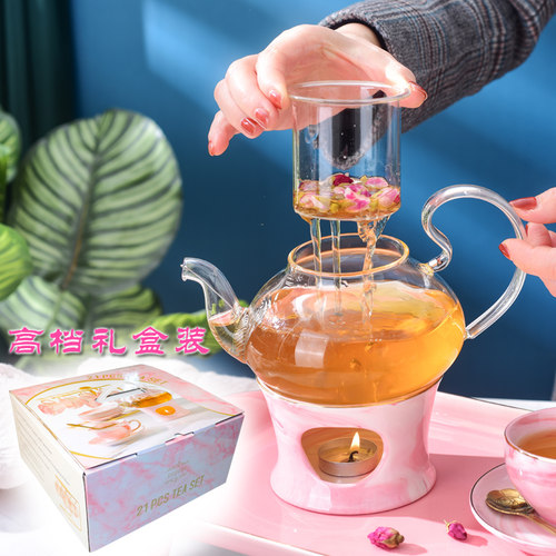 北欧陶瓷花茶壶套装煮泡水果茶具