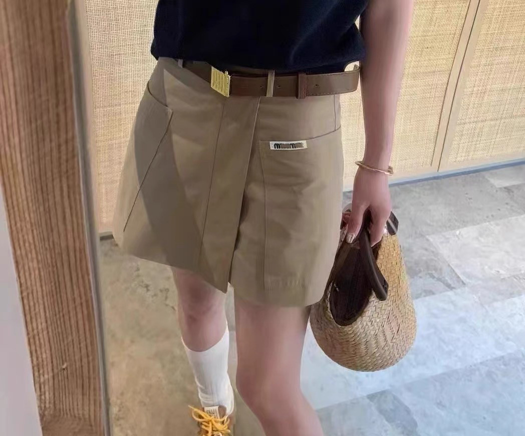 欧洲站25夏季新款高品质休闲字母工装A字短裙女高腰显瘦半身裙裤