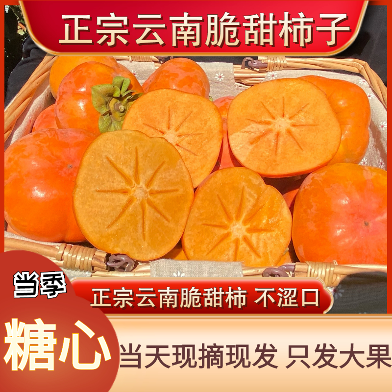 正宗云南巧克力脆柿子新鲜水果硬甜脆柿子10斤大果孕妇当季整箱装