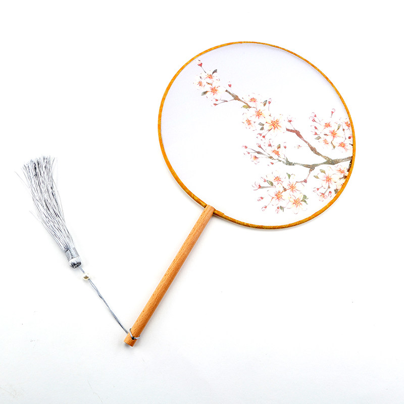 TUANFAN 고대 팬 여름 여성 고전 HANFU 댄스 팬 중국 스타일 선물 반투명 긴 손잡이 술 둥근 팬