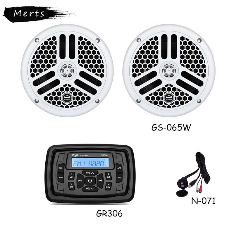 Merts新品船用音响游艇收音机蓝牙播放器摩托车USB防水喇叭套装