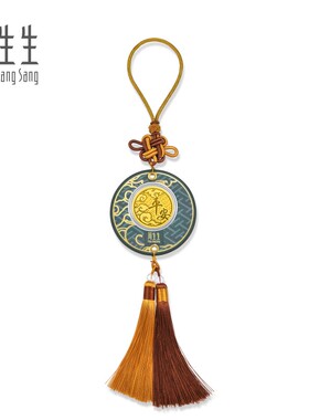 周生生官方直营生生有礼平安吉祥金片挂饰黄金足金手挂件96410D