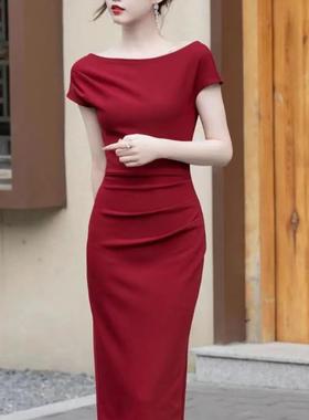 红色连衣裙女高级感法式礼服正式场合平时可穿领证小红裙登记裙子