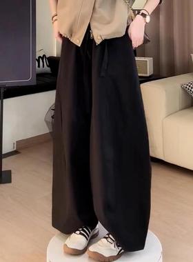 慵懒松弛感女士灰色阔腿裤2025秋季大码微胖mm宽松垂感小众休闲裤