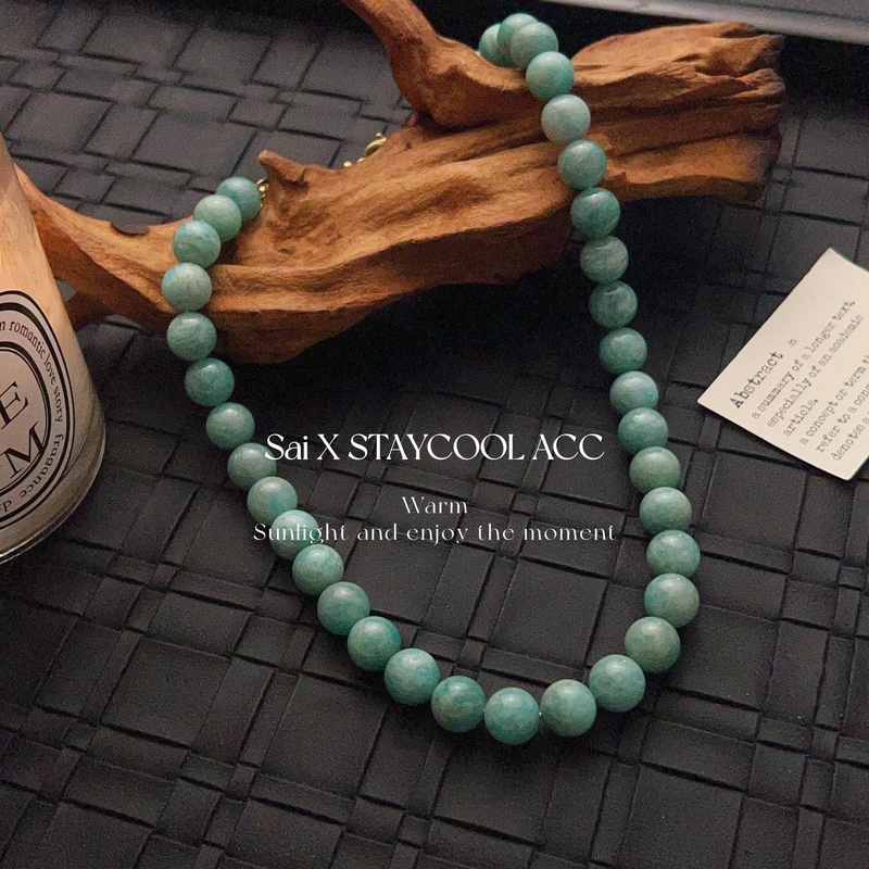 天河石汝窑色串珠女士项链中古董风锁骨链老钱风法式复古41+8