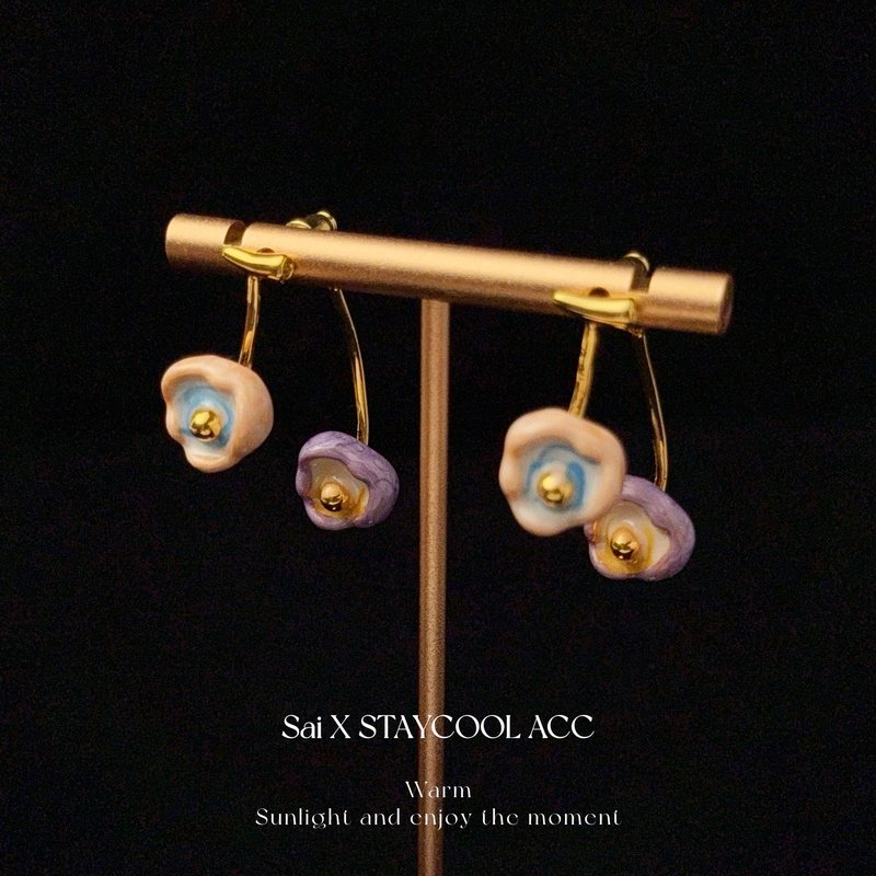 粉红色粉紫色花朵流苏耳线女士复古耳环高级感珐琅法式,饰品/流行首饰/时尚饰品新,耳钉,淘宝优惠券,粉丝福利购,淘宝优惠卷