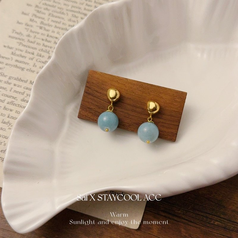 海盐淡蓝色耳环女士耳钉天蓝色耳坠高级感复古中古风,饰品/流行首饰/时尚饰品新,耳钉,淘宝优惠券,粉丝福利购,淘宝优惠卷