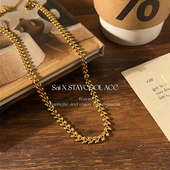 北欧极简风麦穗项链女士金色钛钢不掉色高级感锁骨链素底链40 5cm