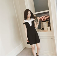Mùa hè 2019 của phụ nữ thời trang váy lụa lụa kích thước lớn vòng cổ dài màu đen l thể thao giản dị - Trang phục thể thao quần áo tập gym nữ  chính hãng