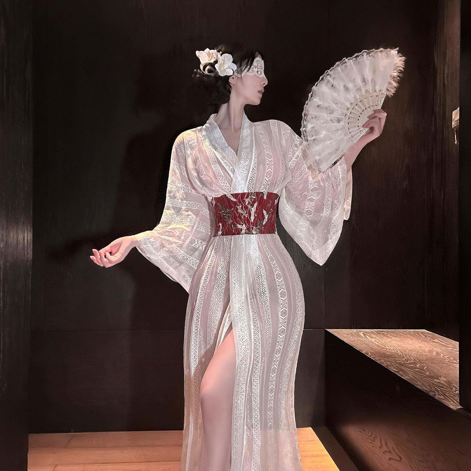 日系性感御姐半透复古和服夜场纯欲酒吧cosplay浴睡裙汉服套装女