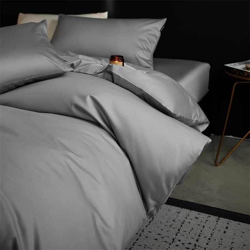 A类母婴级200支长绒棉被套纯色100%全棉被罩贡缎纯棉简约被单三件