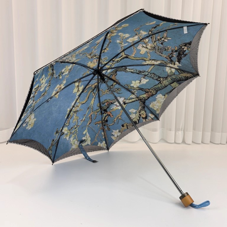 韩国Famous painting梵高油画 双层二折轻量手动抗风折叠晴雨伞女
