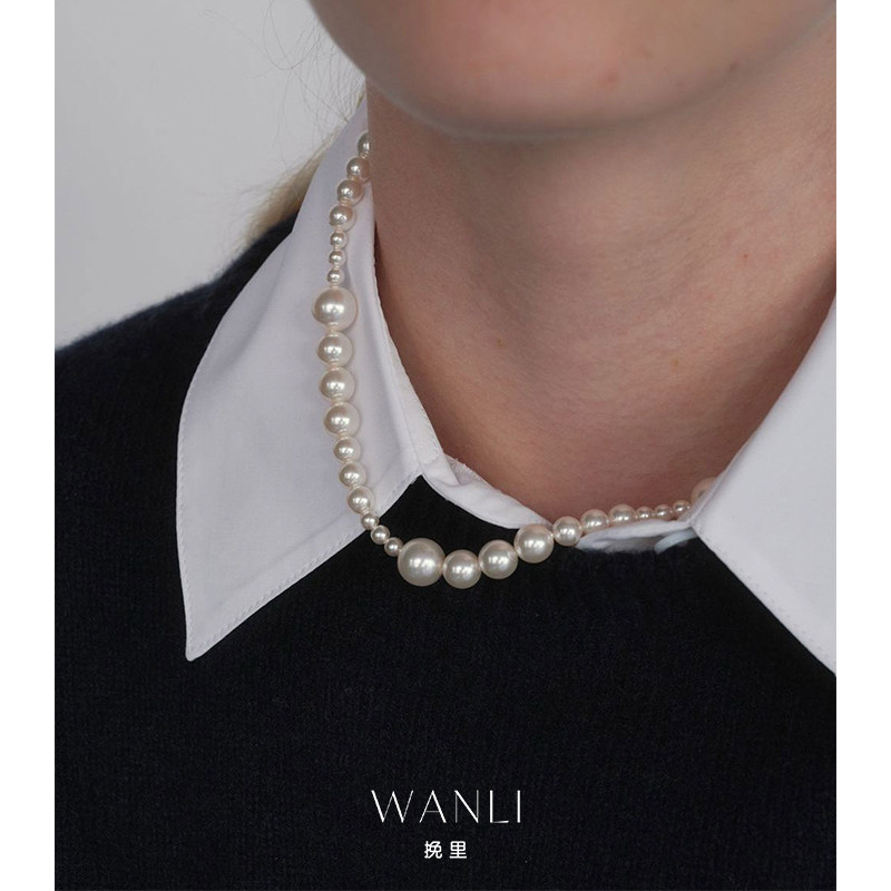 挽里2026新款渐变珍珠项链轻奢小众高级感锁骨链小众女款气质百搭