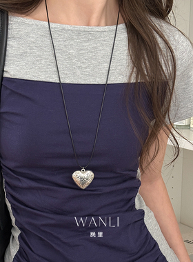 挽里银色心形吊坠显瘦锁骨链