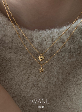 S925纯银星星爱心项链女小众设计