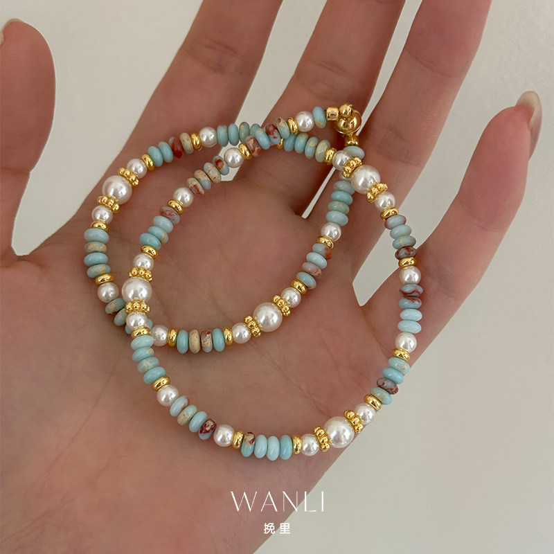挽里天然石珍珠双层手链项链女高级设计感夏天日常简约海边配裙子