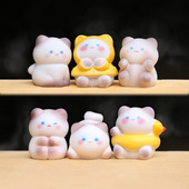 呆萌小暹罗猫咪手办少女心盲盒礼品可爱小猫公仔微景观桌面小摆件