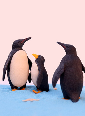 卡通企鹅父子俩小摆件公仔