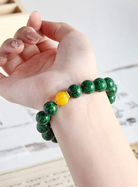 淄博琉璃珠子透绿点翠蛙皮手串博山老琉璃手链新款景区摆摊送礼