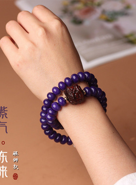 紫气东来白玉菩提根手持DIY算盘佛念珠手串醒狮绿檀香囊108颗佛珠
