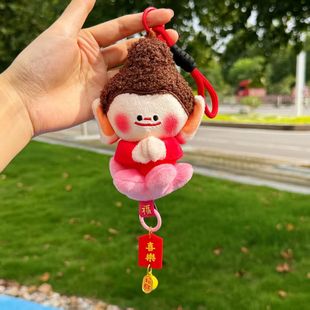 飞天少女佛小伴汽车后视镜挂件挂饰山西大同文创莲花小佛毛绒玩偶